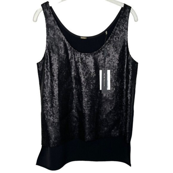 Elie Tahari Tops Elie Tahari Black Sequin Rosalin Blouse Tank Hilow